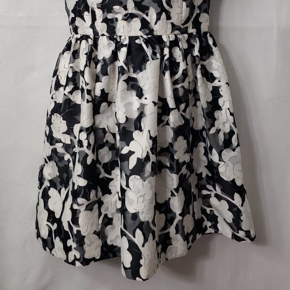 Kate Spade Jacquard Party Dress 4 Floral Keyhole POCKETS Fit Flare Black Pink - Picture 3 of 14